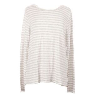 Gray White Striped Long Sleeve Basic Boat Neck Med